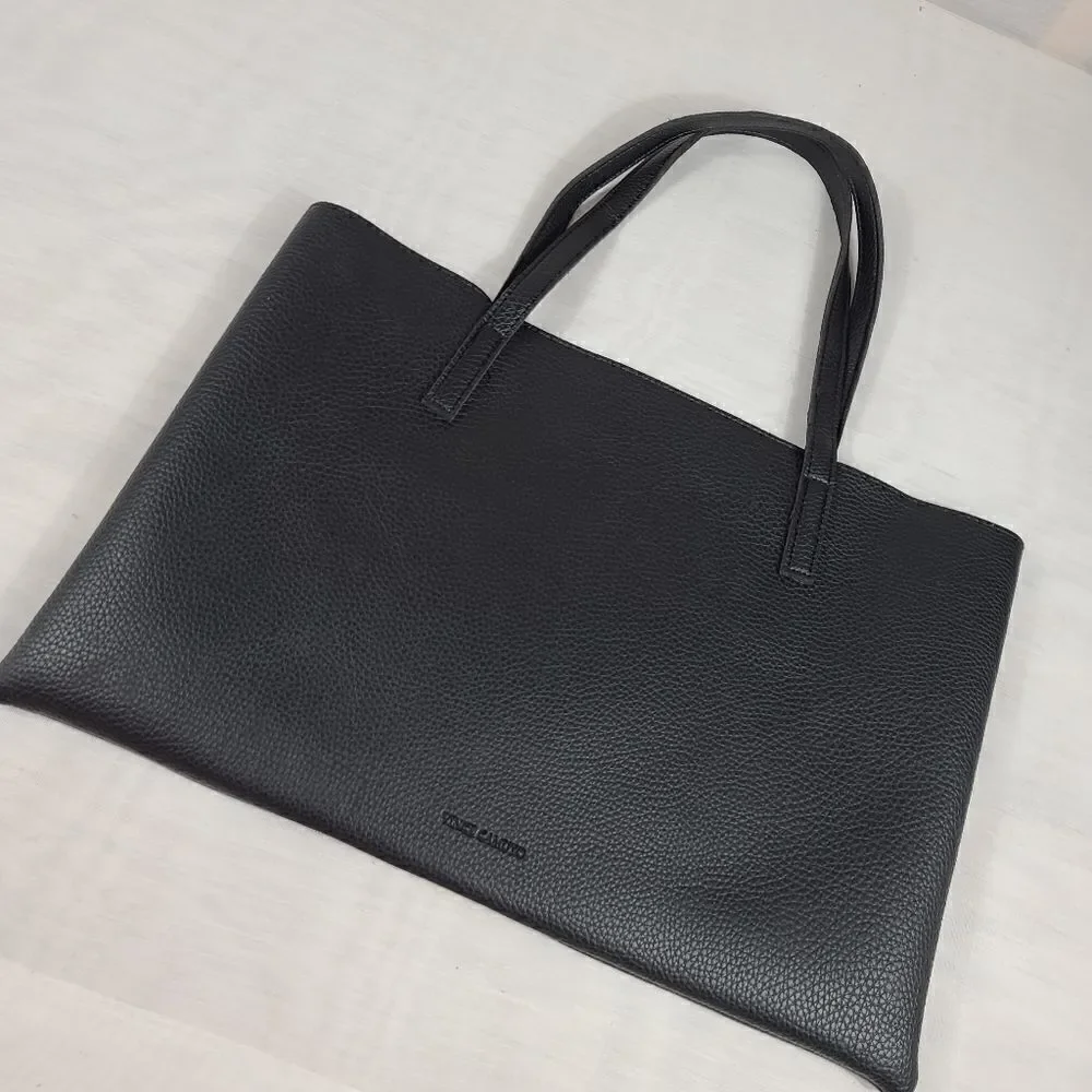 VINCE CAMUTO Black Gray Leather Tote